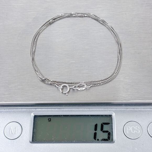 Box Link Chain Necklace | Vintage Sterling Silver 925 | 18" - Picture 4 of 4